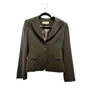 ✌️ 2/$40 ✌Tahari Arthur Levine Navy Blazer with Stitched Edging & 3 Buttons sz 6